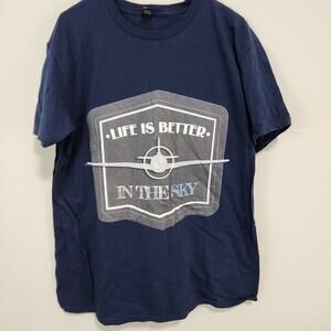 Life Is Better In The Sky Flying Airplane Pilot Gift T-Shirt Mens Size XL